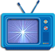 A blue television displaying the Christian nativity star in the night sky